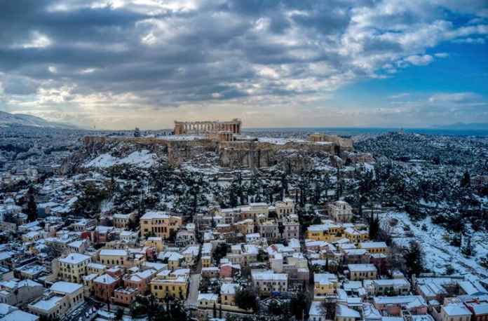 Snow in Athens